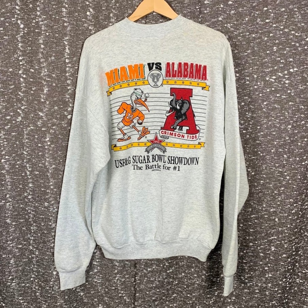 VTG 1993 Sugar Bowl Sweatshirt USF&G National Championship Miami vs. Alabama XL
